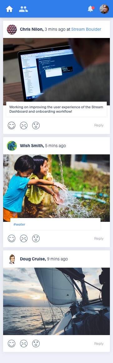 Feeds to show content from people you follow